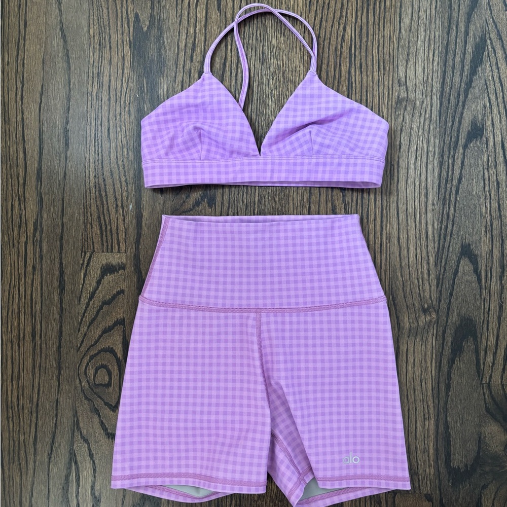 ALO Yoga Lavender Checkered Set